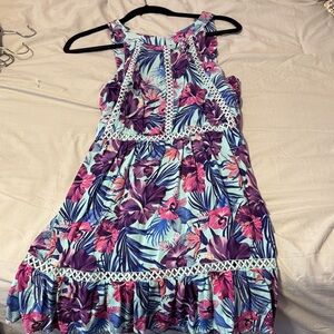 Floral Dress - Purple and Blue